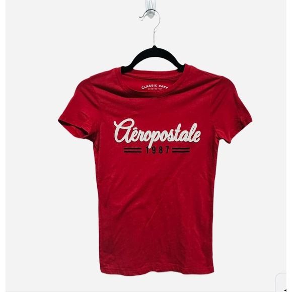 Aeropostale Classic Crew Red TShirt Women's Small Retro Script Tee - Picture 1 of 4